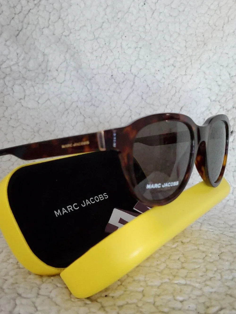 Marc Jacobs Tortoiseshell Sunglasses with Brown Lenses and Yellow Case